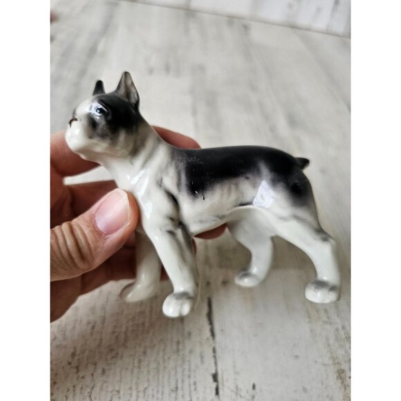 Vintage boxer puppy statue porcelain figurine black white decor - Picture 8 of 8